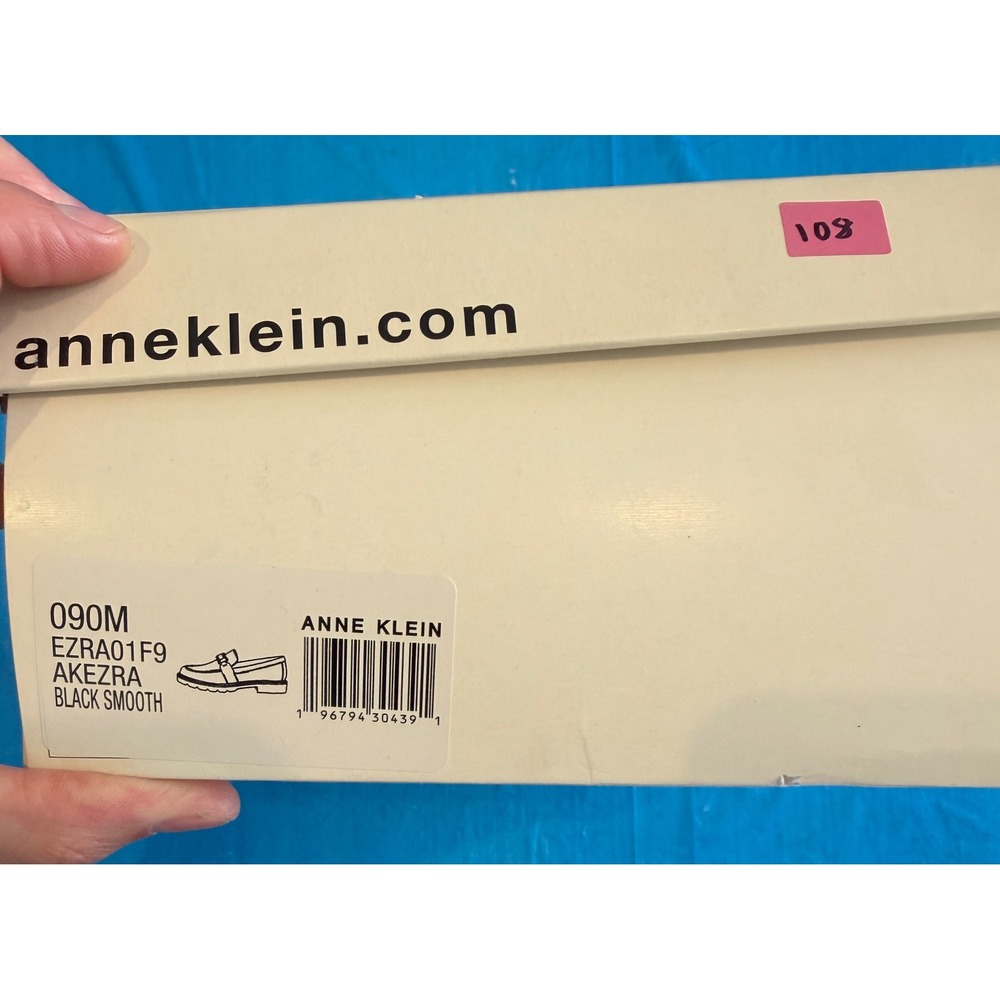 Anne Klein Akezra Black Smooth Horsebit Lug Sole Loafers 9M EZRA01F9